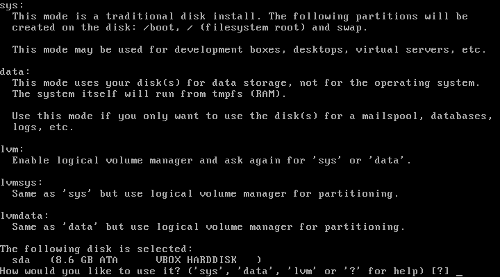 Alpine Linux install process