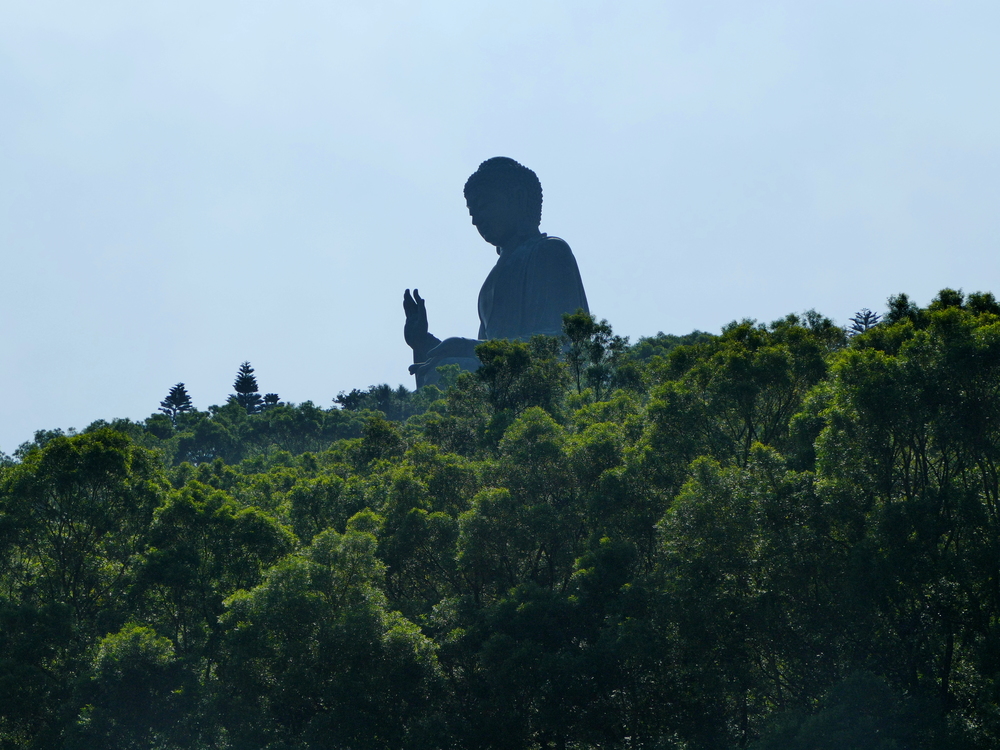 The Big Buddha looms over the trees