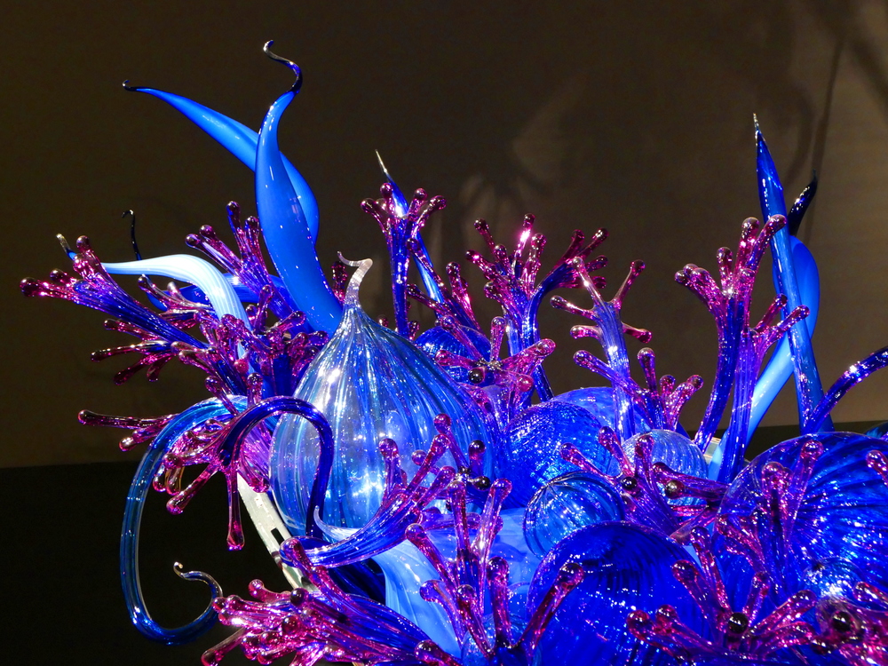Chihuly - blue bulbs and purple fingers of glass