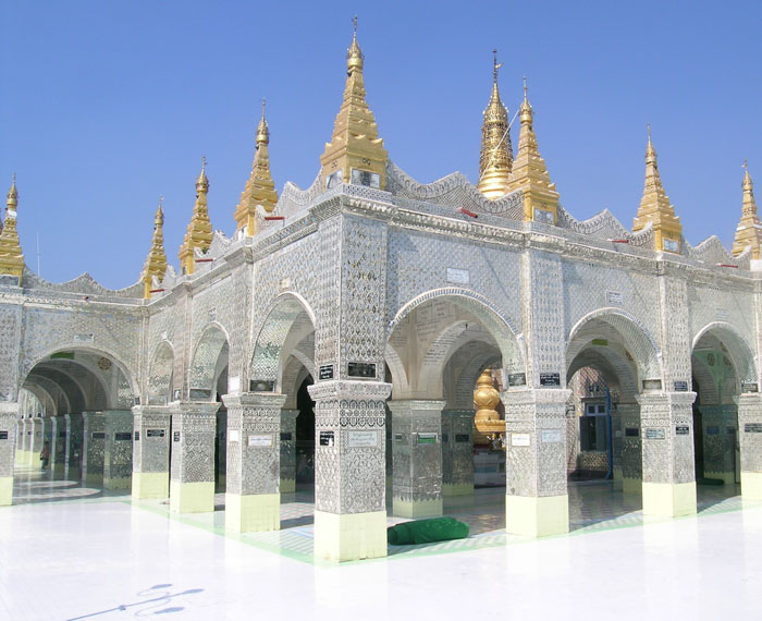 Mirror-tiled shrine at the top of Mandalay Hill
