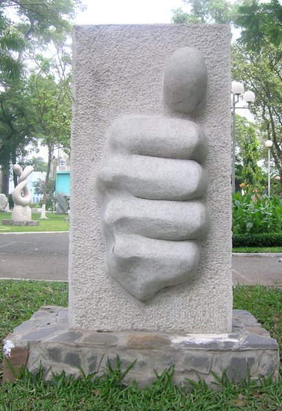 Thumbs up sculpture