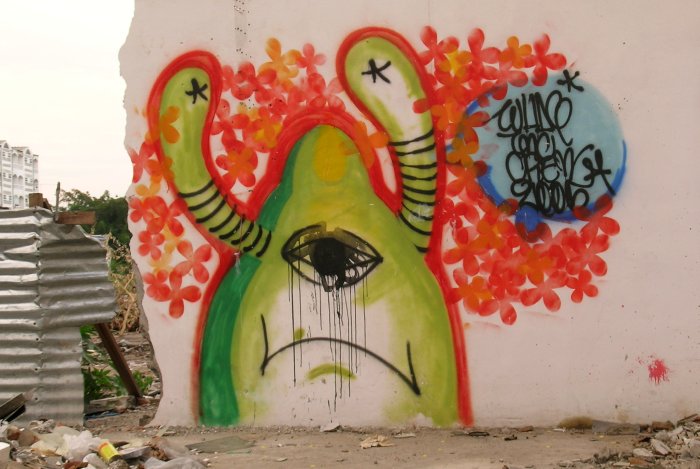 Unhappy alien graffiti in Khorat