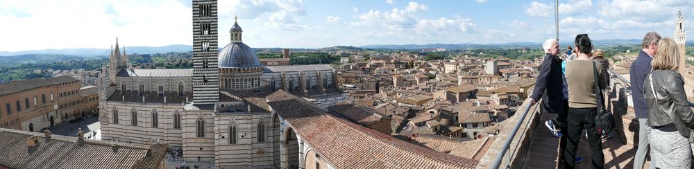 A panorama from the expansion wall showing the Siena cathedral and the wall we were standing on.